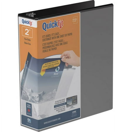 UPC: 0064128870310 | Stride® QuickFit® Angle D-Ring View Binders  475-Sheet Capacity  2  Rings  47% Recycled  Black