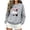 Gray sweatshirt for women #5, variant on Women Round Neck Long Sleeve Pullover Sweatshirt Relaxed Fit Double Snowman Reflection Graphic Sweatshirt Snowflake Christmas Light Sleeve Print Ribbed Hem Cuffs Pink,M