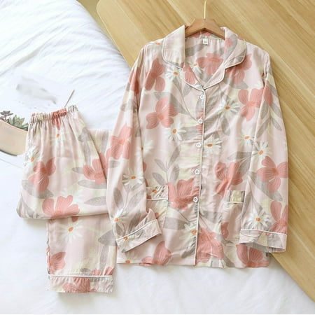 

JNGSA 2 Pieces Women s Pajamas Sets Cotton Pyjama Women s Pajamas Sleepwear Sets Spring Summer Homewear Pajama Sets For Women Soft Nightgowns For Women Clearance