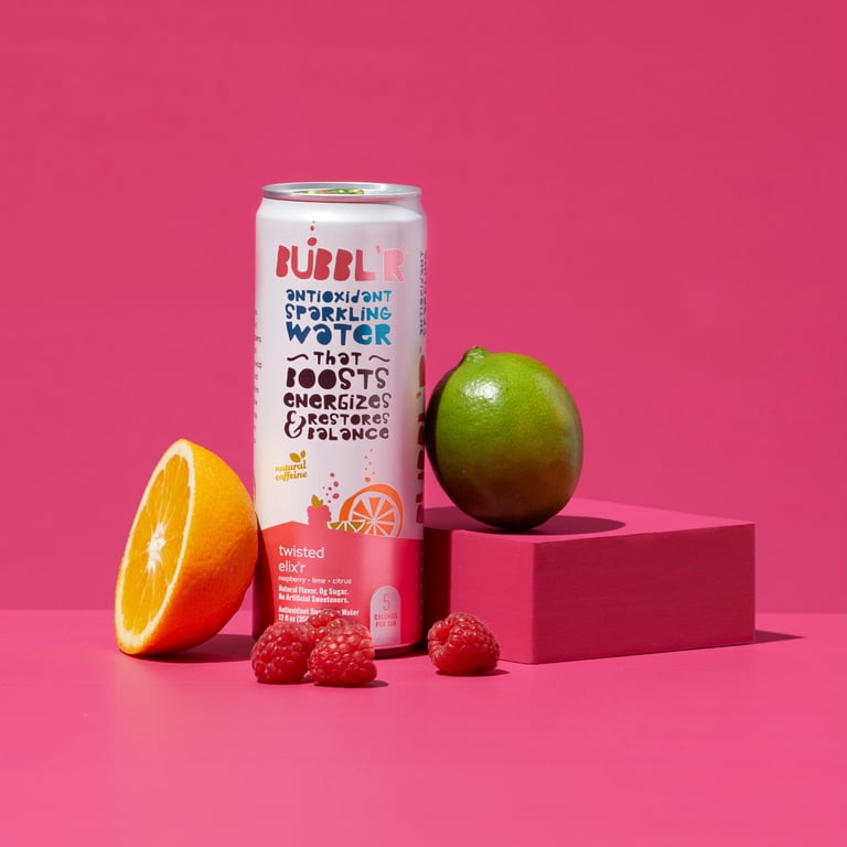 4 pack) BUBBL'R Antioxidant Sparkling Water, Twisted Elix'r, 12 fl