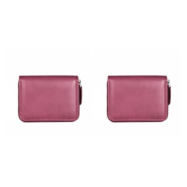 Qarigey Monedero para hombre, monedero corto, cambio de Mini billetera, tarjetero con bloqueo de bolsillo, piel de vaca, gran capacidad, a la Púrpura 2piezas
