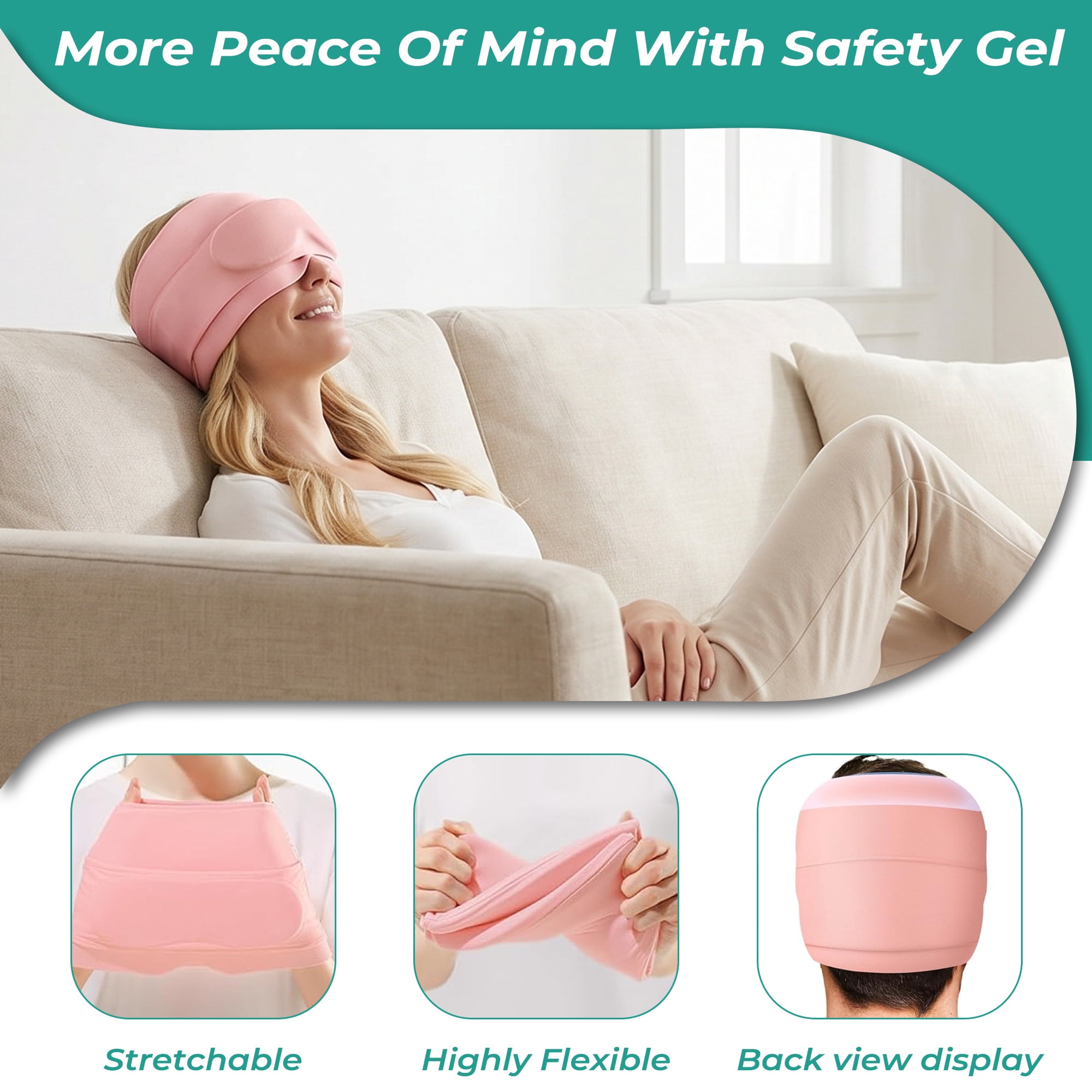 Solid Gel Cap for Hot or Cold Compress, Eye Ice Mask for Sleep and Headache Relief, Reusable Cooling Hat for Pressure and Sinus Comfort