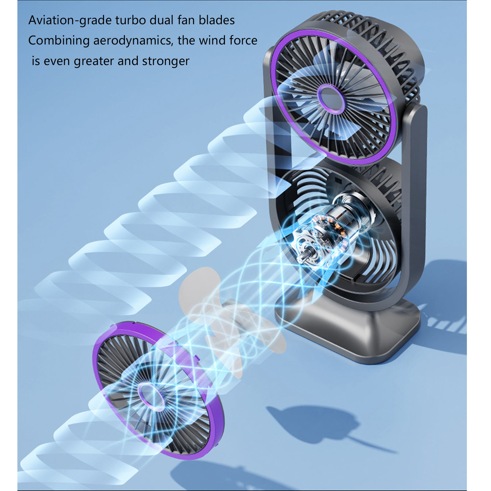 1. Head USB Rechargeable Fan, Portable Cooling Fan with Quiet for Home Office Travel Car Bedroom Living Room