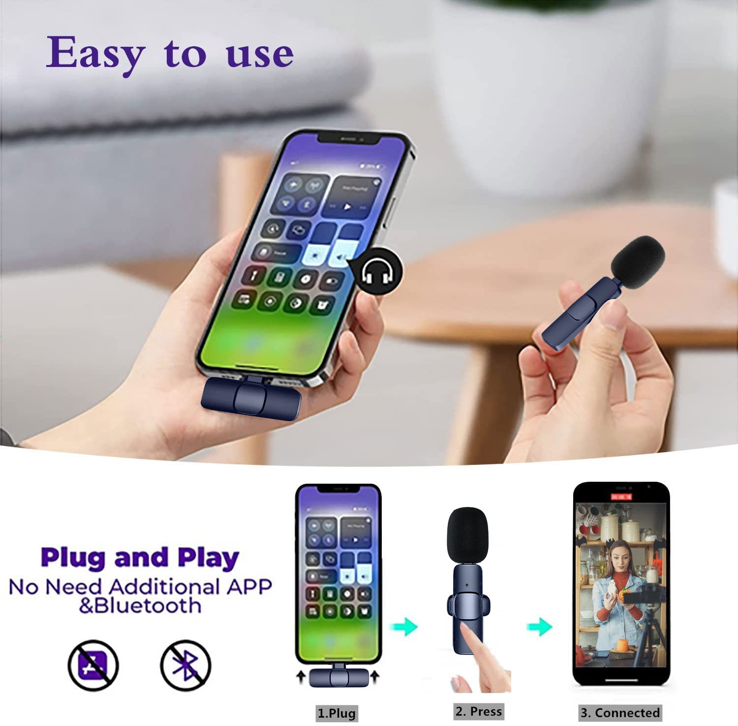 Phone Lavalier Microphone with Earphone, Mini Clip on Lapel Mic Compatible  with iPhone Smartphones Samsung Laptop iPad for Video Recording   Instagram TikTok Live Streaming - LenTok Official