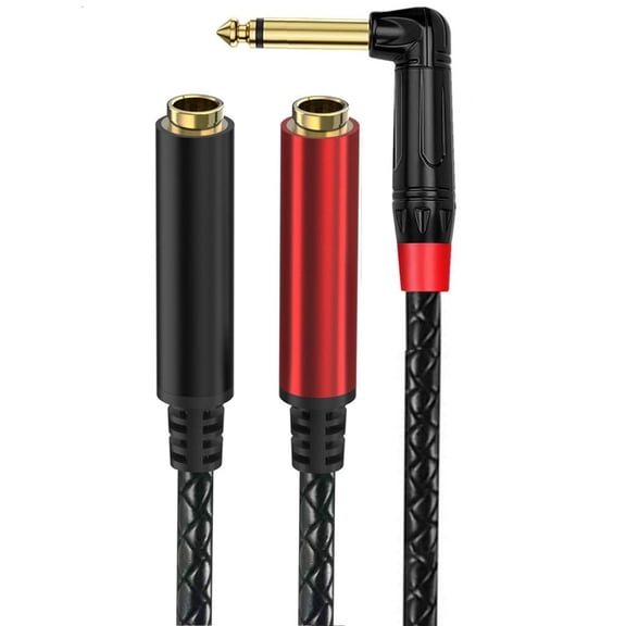 Ywmsfl Gold Plated 6.35mm Y Splitter Cable Right Angled 1/4inch Male to Double 1/4inch Female Adapter Speaker Headphone