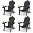 thumbnail image 1 of Patiojoy Chaise Adirondack 4 Pcs Hanches Chaise Adirondack avec Porte-Gobelet Grain de Bois Réaliste Chaise d'Extérieur Résistante aux Intempéries pour Capacité de Poids de 380 Lb Noir, 1 of 10
