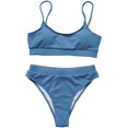 thumbnail image 4 of Ensemble Bikini String Taille Haute Côtelé 2 Pcs pour Femmes, 4 of 4