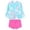 Blue, variant on REDARER Toddler Girl's 2-Piece Swim Set: Floral Print Long-Sleeve Top Bottom – Summer Beach Bathing Swimwear,12-18 Months