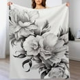 thumbnail image 1 of asddcavvf Black Flowers Blanket Flannel All Season Black Flowers Lightweight Living Room/Bedroom Warming Blanket 70x100cm/100x150cm Bohemian Blankets and Throws, 1 of 7