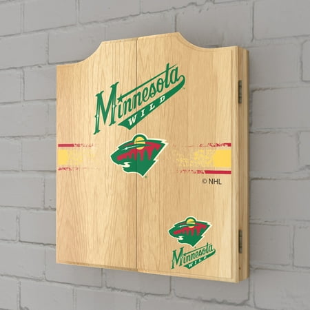 Minnesota Wild NHL  Dart Cabinet Set with Darts and Board - Red, Forest Green, Wheat