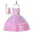thumbnail image 1 of Vestido de princesa arcoíris Pastel para niñas pequeñas, vestido de fiesta de cumpleaños de noche de boda, disfraz de Cosplay de unicornio para niños Fivean unisex, 1 of 2