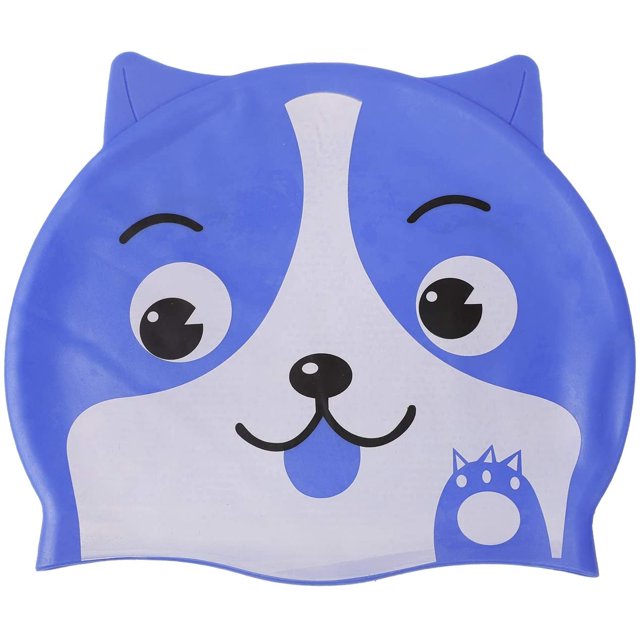 Gorro de baño de silicona XCF impermeable para niños con protección para los oídos color azul