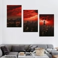 thumbnail image 4 of ONETECH  Large Black Red City Night Wall Art New York Skyline Canvas Empire State Building Pictures Prints12''x16''X3 Panels, 4 of 4