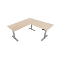 thumbnail image 2 of EFFYDESK Executive L-Shaped Height Adjustable Home Office Computer Standing Desk with Cable Management Tray (71"×71") Oak Wood on Grey Frame, 2 of 5