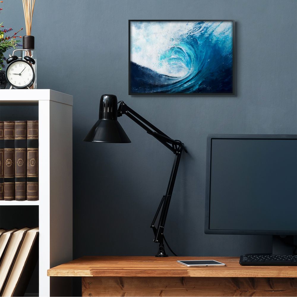 Stupell Industries Cresting Ocean Wave Blue Beach Painting Black Framed Wall Art, 16 x 20, byZiwei Li