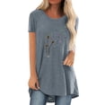 thumbnail image 1 of Pompotops Chemises Mode Décontractée pour Femmes Manches Courtes Tee-Shirt Ample Tunique Blouse, 1 of 4