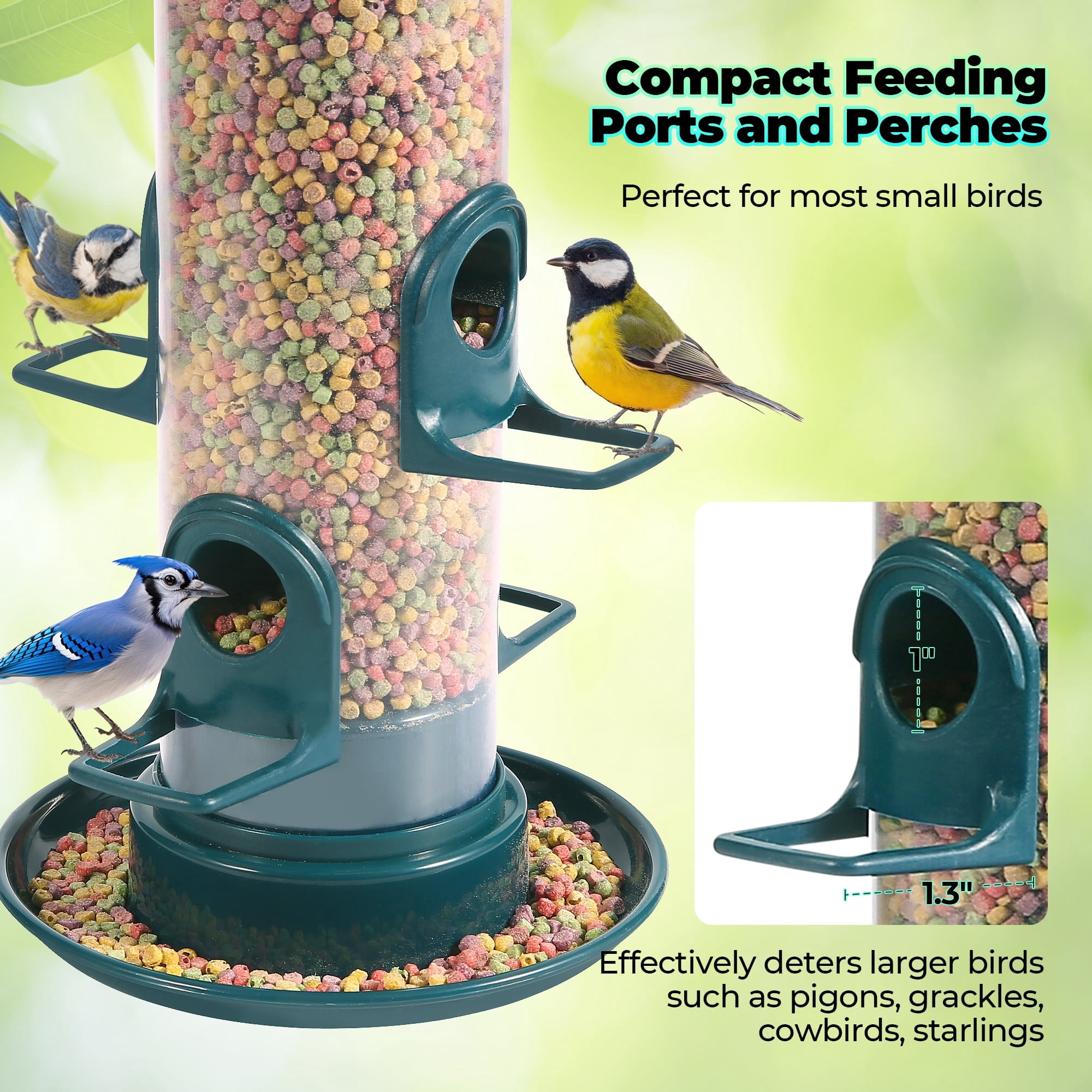 CWMMLS Tube Bird Feeders for Outdoors Hanging, Squirrel Proof Wild Bird Feeders with 4 Feeding Ports, Attract a Variety of Hummingbird, Garden Yard Decoration