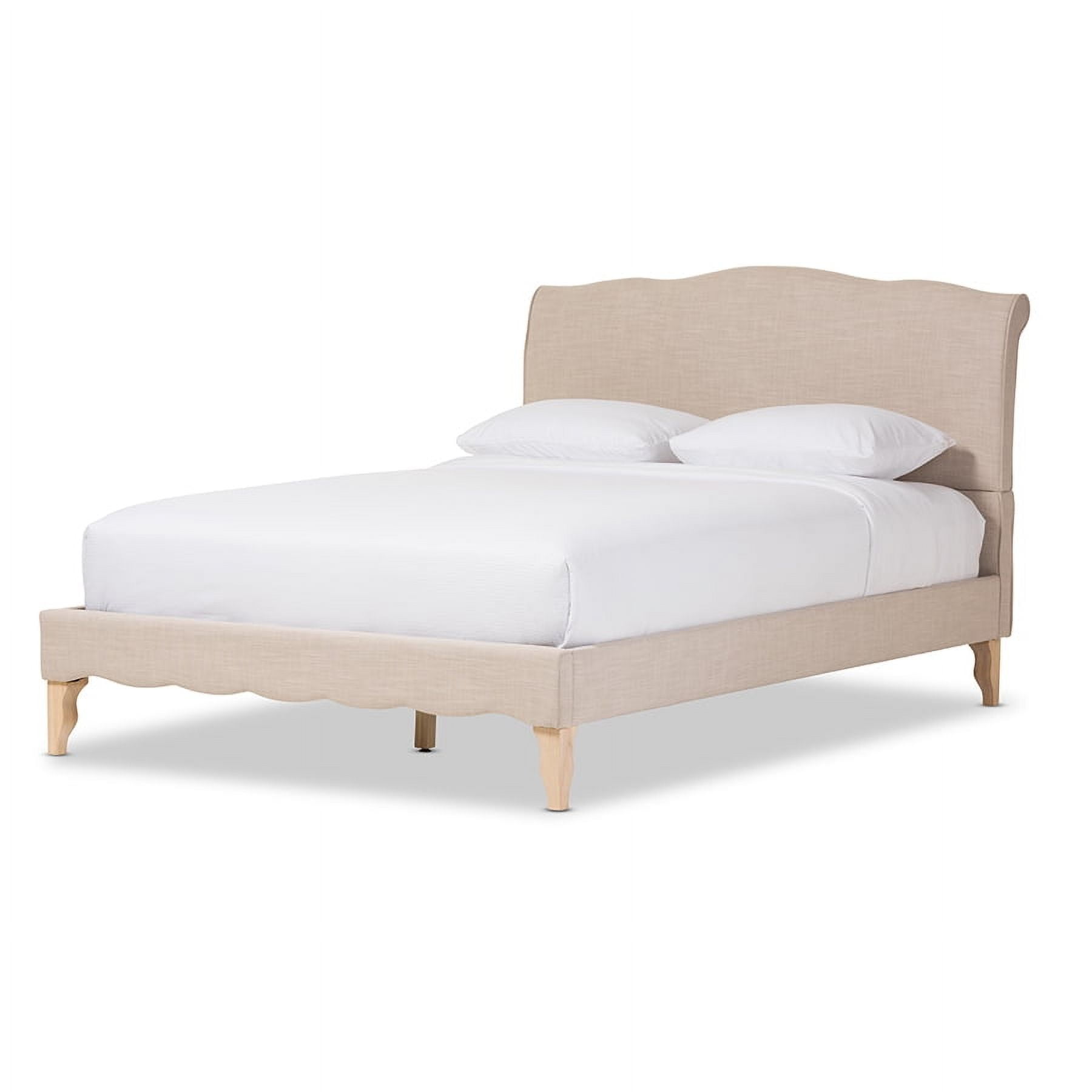Baxton Studio Fannie French Classic Modern Style Polyester Fabric Platform Bed, Multiple Sizes, Multiple Colors