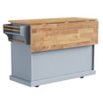 thumbnail image 5 of 54inch Large Kitchen Island with Rubber Wood Drop Leaf, Embossed Texture Rolling Kitchen Cart on 4 Wheels with 4 Doors and 3 Drawers, Kitchen Island with Storage for Kitchen, Dining Room,Grey Blue, 5 of 5