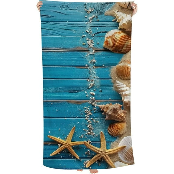PHYHOO Cute Seashell Pattern Beach Towel for Adults Kids Microfiber Lightweight Swimming Pool Towels Quick Dry Absorbent Sand Free Large Oversized Bath Towel 30x60in