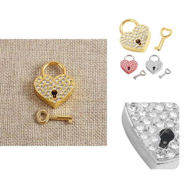 Couple Love Lock Durable Lightweight Wide Application Wear Resistant Portable Decoration 3 Colors with Rhinestones for Travel