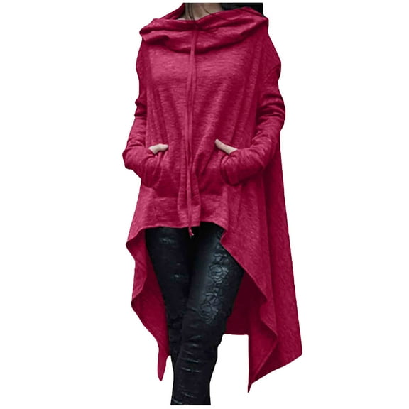 asdoklhq Womens Plus Size Clearance Women's Casual Long Sleeve Ladies Sweatshirts with Hood Solid Tops