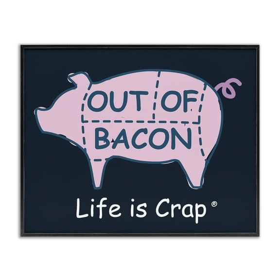 Stupell Industries Funny Out Of Bacon Novelty & Humor Painting Black Framed Art Print Wall Art, 14 x 11