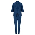thumbnail image 4 of Lounge Sets for Women Casual Solid Color Half Sleeve Suit Jacket with Tapered Trouser Suit Slim 2 Piece Dressy Suit, 4 of 6