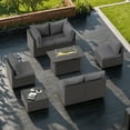 thumbnail image 2 of Phonjoroo Outdoor Patio Furniture Set with Fire Pit Table, 8 Pieces Wicker Patio Sectional Furniture, Patio Conversation Couch Seating & 42" Fire Pit, 2 of 10