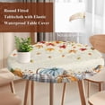 thumbnail image 4 of Orange Pumpkins Fall Round Tablecloth, Fitted Table Cover with Elastic for 36"-44" Round Tables, Thanksgiving Maple Leaf Rustic Table Cloth Outdoor Indoor Dinning Party Waterproof Tablecloths, 4 of 7