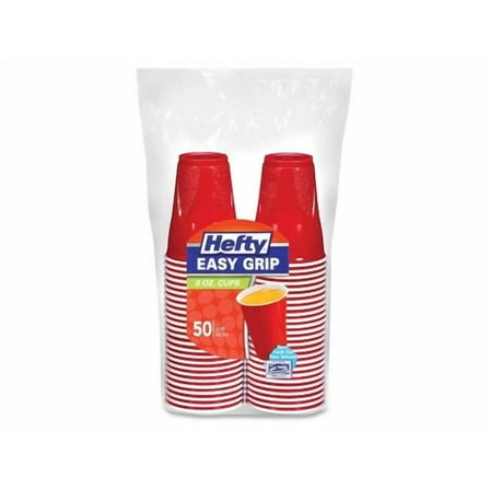 Easy Grip Disposable Plastic Party Cups, 9 Oz, Red, 50 Counts