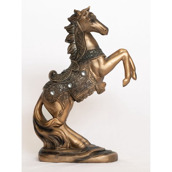 Dalax- 10.5 Inch Stallion Horse Standing Statue, Desktop Decor Resin Horse Statue, Animal Sculpture Ornament Collectible Furnishing for Home Decor Living Room Decor Accent