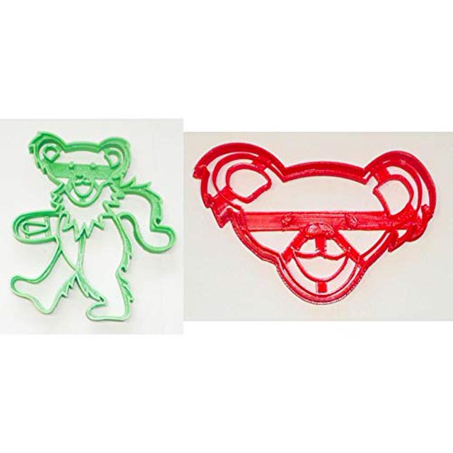 DANCING TEDDY BEAR FULL BODY AND FACE 1960S ROCK MUSIC SET OF 2 COOKIE CUTTERS MADE IN USA PR1439