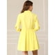 thumbnail image 5 of Vestido camisero informal Allegra K con pliegues y manga 3/4 botones Limon amarillo XL, 5 of 6
