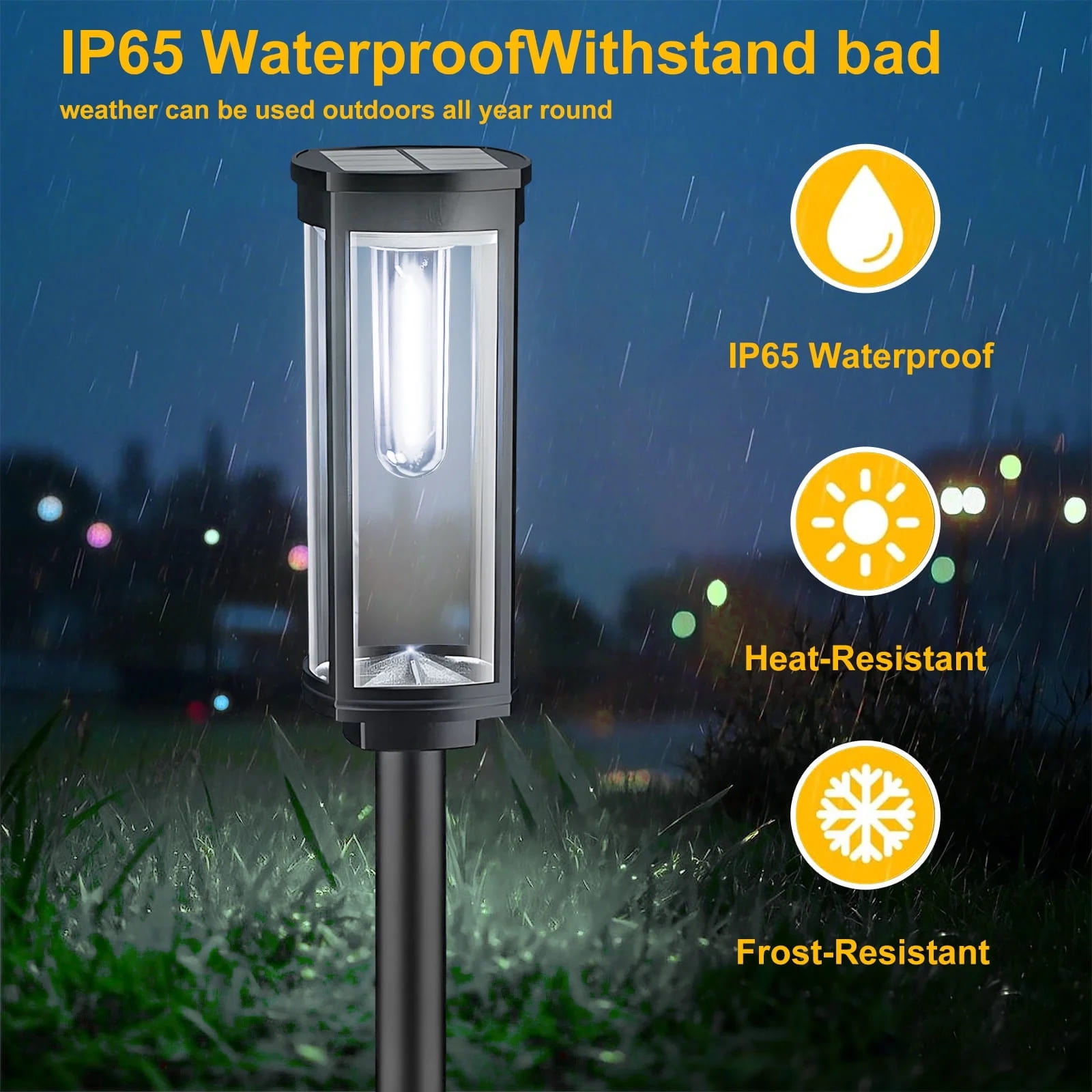 GLUAAE 8 Pack Solar Pathway Lights Outdoor - IP65 Waterproof Solar Powered Garden Lights with Warm White LED, Auto On/Off for Lawn, Patio, Walkway, Driveway Decor