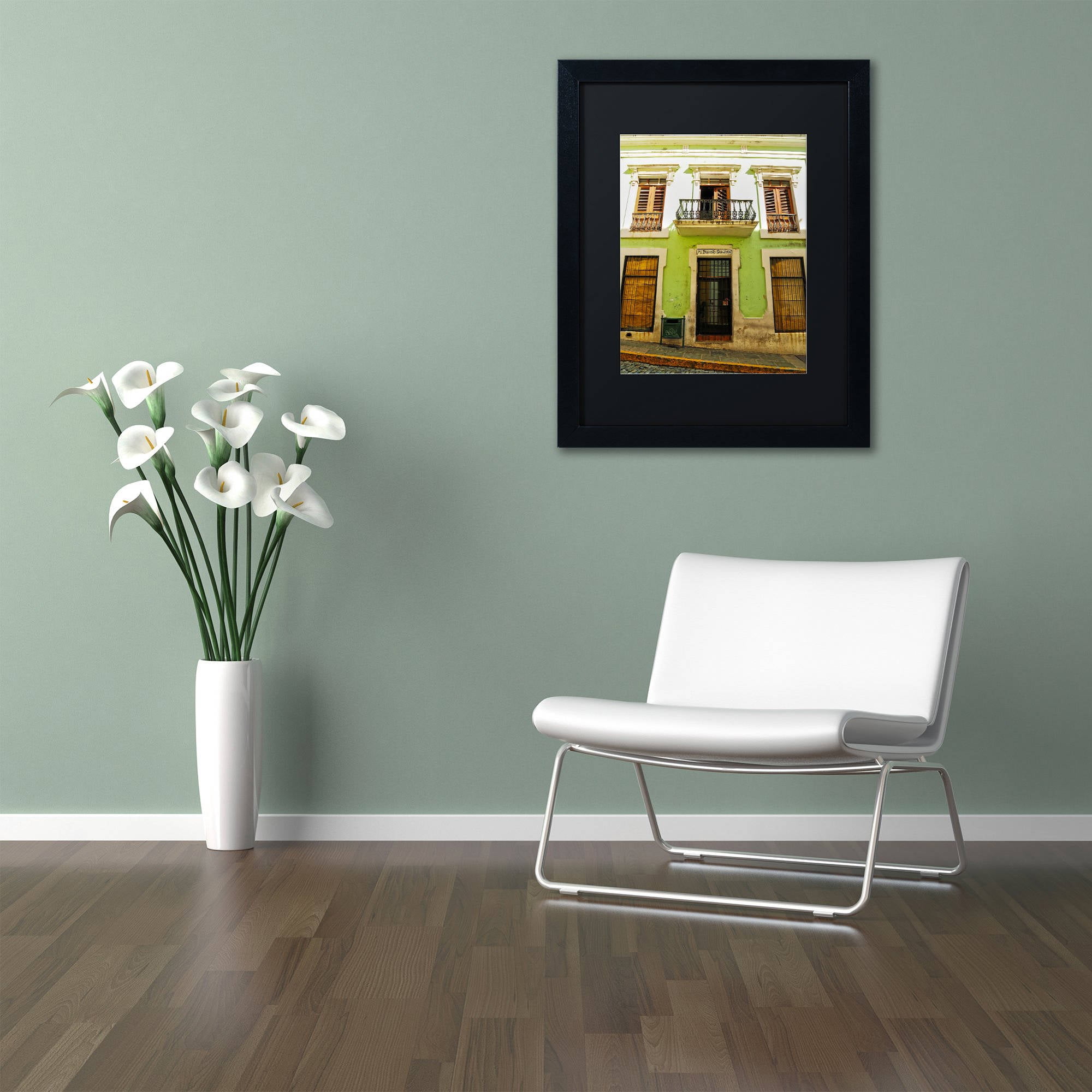 Trademark Fine Art "Old San Juan 5" Canvas Art by CATeyes, Black Matte, Black Frame
