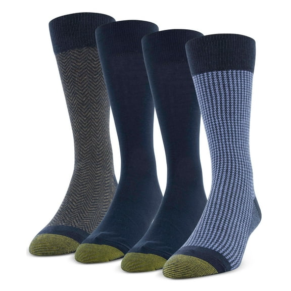 Gold Toe Men's 4 Pack Casual Classic Crew Socks Black Size 10-13