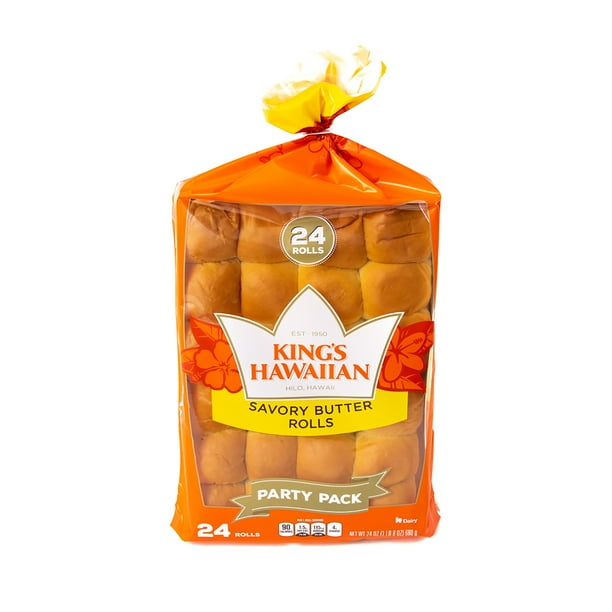 King's Hawaiian Savory Butter Rolls, Butter Dinner Rolls, 24 Count Bag