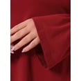 thumbnail image 5 of DARING DIVA Women's Plus Tops Crew Neck Bell High Low Hem Blouses 1X Burgundy, 5 of 7