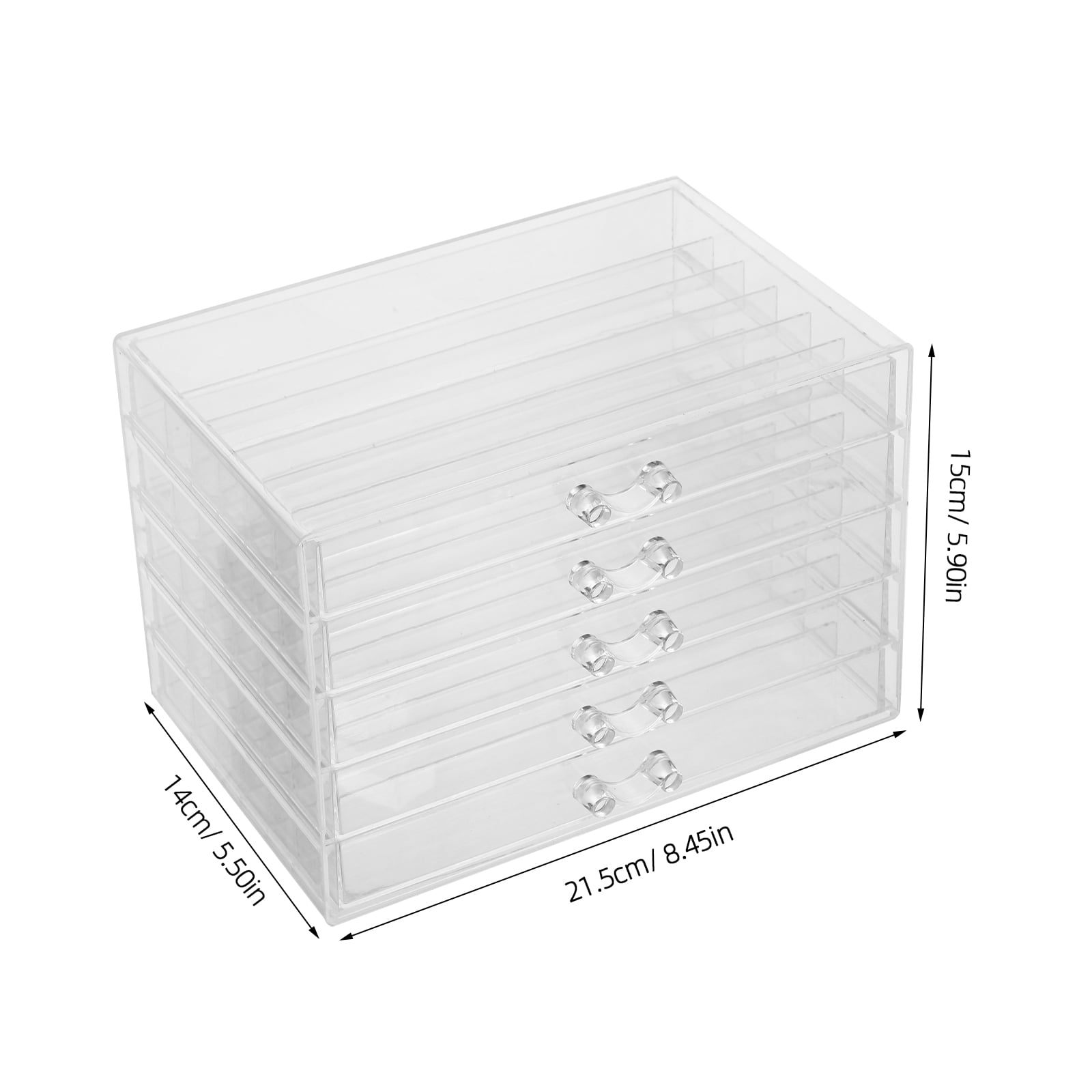 OFFIGAM Clear Plastic Jewelry Organizer for Women with 5 Layer Drawers and Multiple Independent Storage Compartments