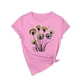 thumbnail image 4 of NAMTYQX Short Sleeve Blouses for Women Short Sleeve Print Gemustertes Stretch Plus Size Cool Loose Fit Cute Scoop Neck Womens Tops Dressy Casual Pink Size L, 4 of 5