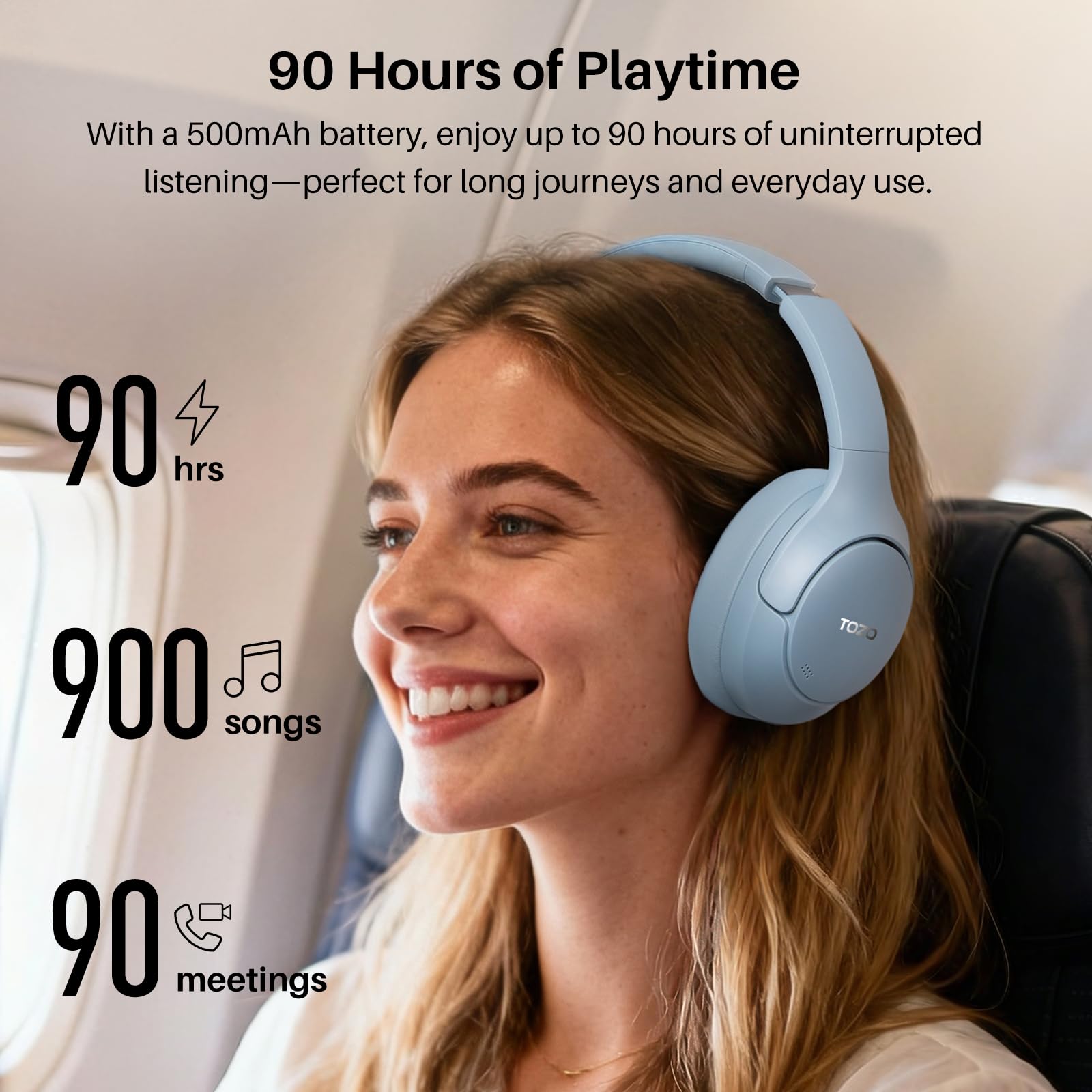 TOZO HT3 Over-Ear Wireless Headphones with Active Noise Cancel photo 4