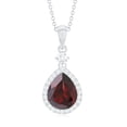 thumbnail image 2 of Rosec Jewels Natural Garnet Teardrop Pendant Necklace - 4 Carat - 12X8mm - Garnet Diamond Necklace - Ready to Gift for Women, 18K White Gold, 2 of 9