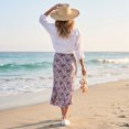 thumbnail image 5 of Long Skirts for Women Comfort Waist Floral A Line Skirts Summer Lightweight Wedding Guest Party Causal Skirts, L, 5 of 8