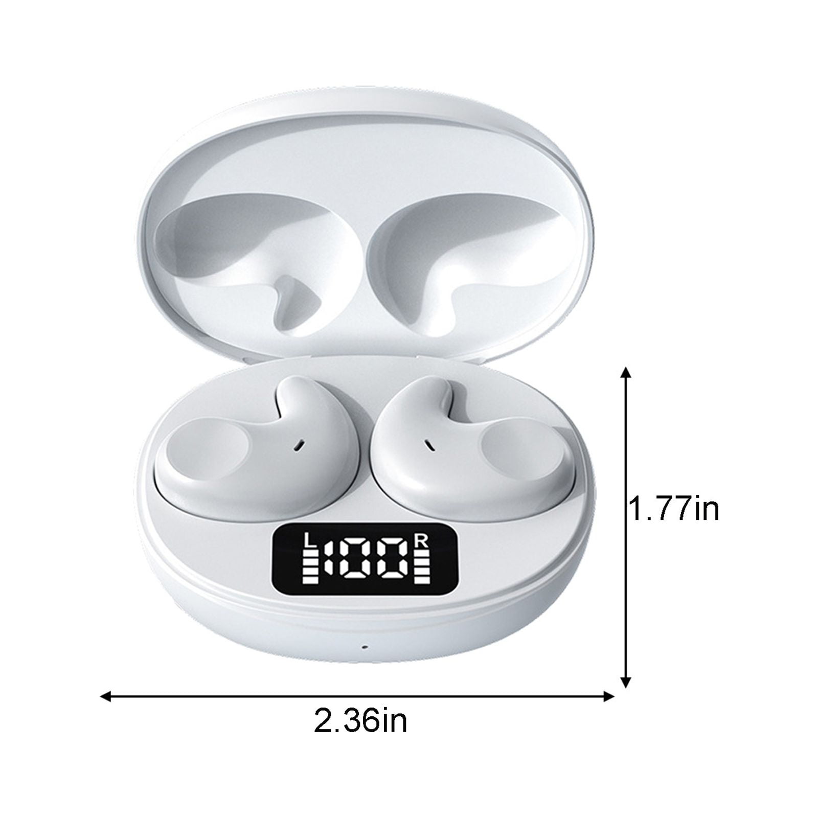 Bluetooth Headphones True Wireless Earbuds 60H Playback LED Power Display Earphones with Wireless Charging Case IPX5 Waterproof in-Ear Earbuds with Mic for TV Smart Phone Laptop Computer Sports,White