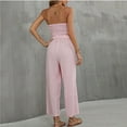 thumbnail image 6 of SELONE One Piece Jumpsuits for Women Casual Short Fancy Summer Bandage Long Pant Tube Top Ladies Travel Comfortable 2023 Vacation Fancy Jumpsuits for Women Jumpers and Rompers Casual Printing Pink M, 6 of 6