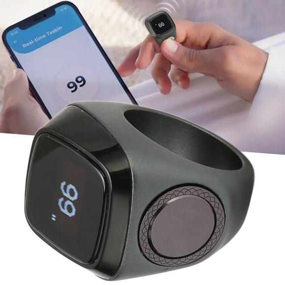 Digital Finger Counter, Portable BT Counter With 0.49in Screen, 5 Prayer Time Reminder, Synchronize Phone Data
