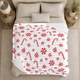 thumbnail image 5 of Sweet Peppermint decorative motif Cane Pattern Living Room Sofa, Festive Holiday Scene, Warm Flannel Blanket for Living Room and Reading Nook, Art Lovers Thanksgiving Gift, Festive Home Decor, 5 of 9