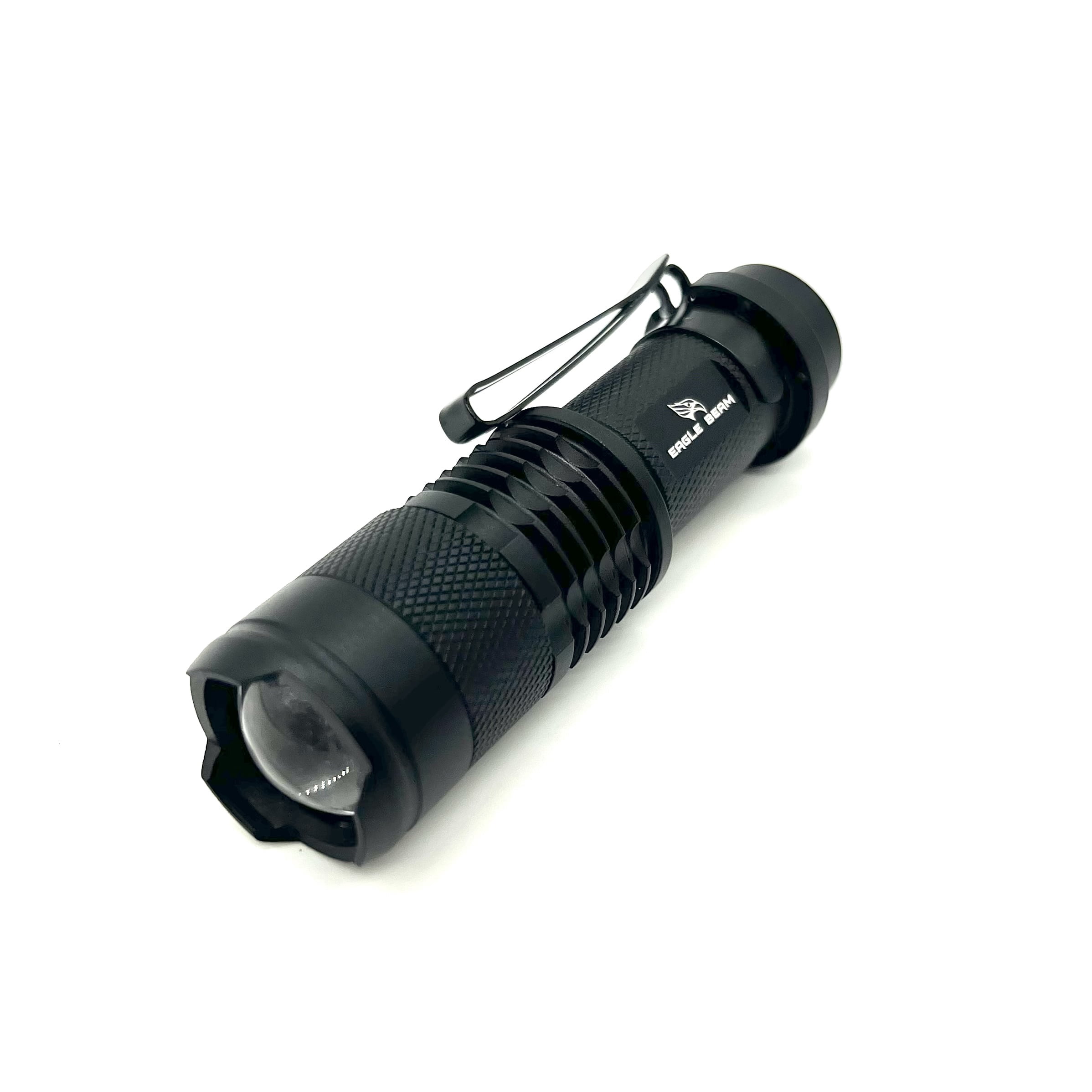 Eagle Beam EDC 600 Lumen LED Flashlight, Rechargeable Dual Power, IPX-6 rated, Zoomable, Single-mode, Anodized Aluminum, Everyday carry pocket sized and super bright