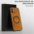 thumbnail image 2 of Mantto for iPhone 12 Case Compatible with MagSafe Charging, Vegan PU Leather Slim Classic Luxury Elegant Thin Drop Protection Protective Cover for iPhone 12, Brown, 2 of 9